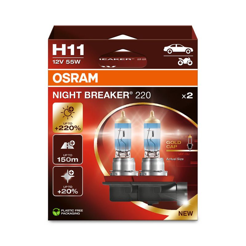 Ampoules halogènes Osram Night Breaker 220 H11 | 64211NB220-2HB | Pack duo