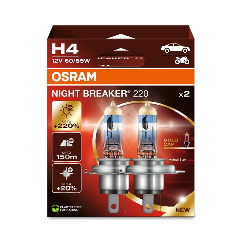 Osram Night Breaker 220 H4 Halogenlampen | 64193NB220-2HB | Duopack