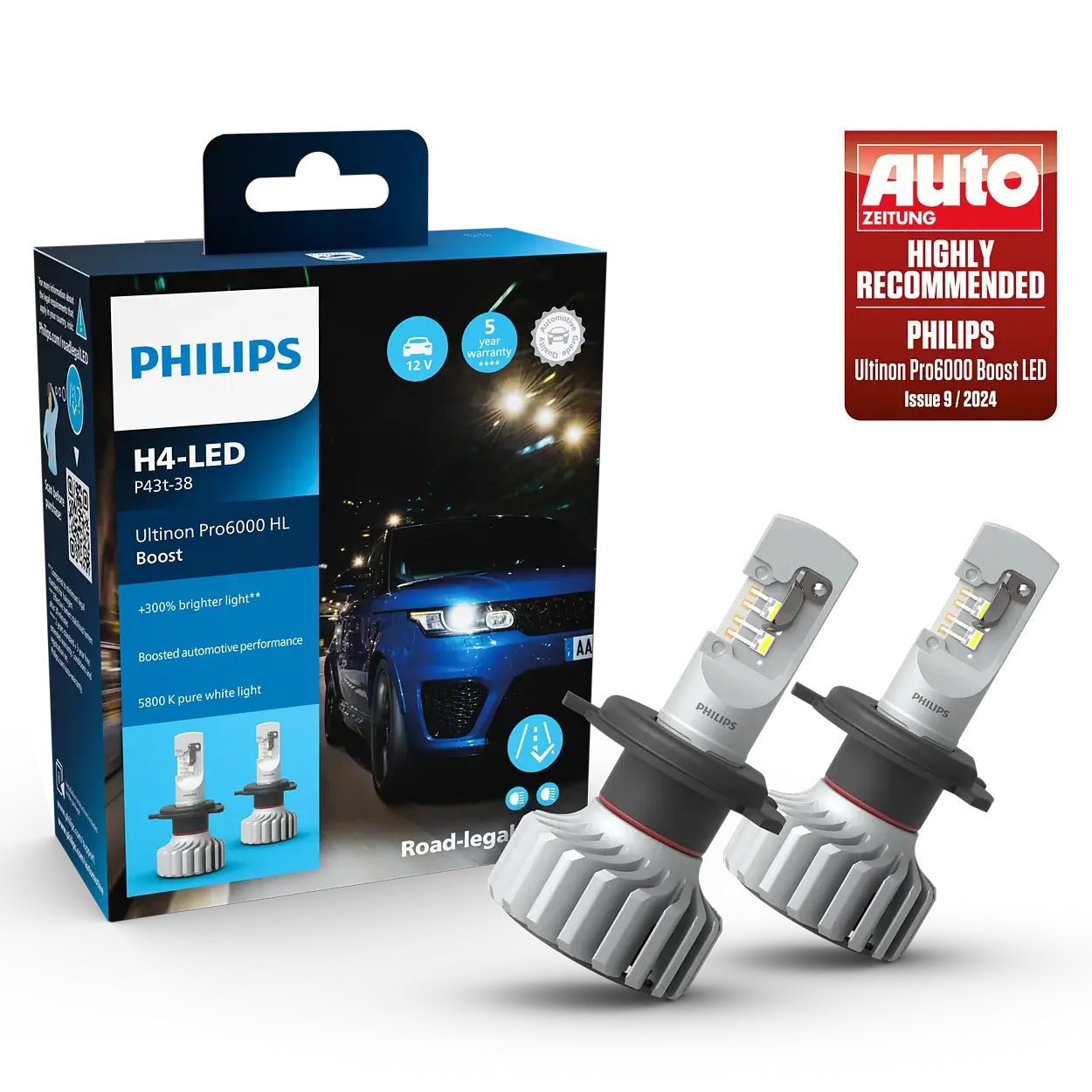 Philips Ultinon Pro6000 H4 LED bulbs road-legal set auto award high-performance brightness