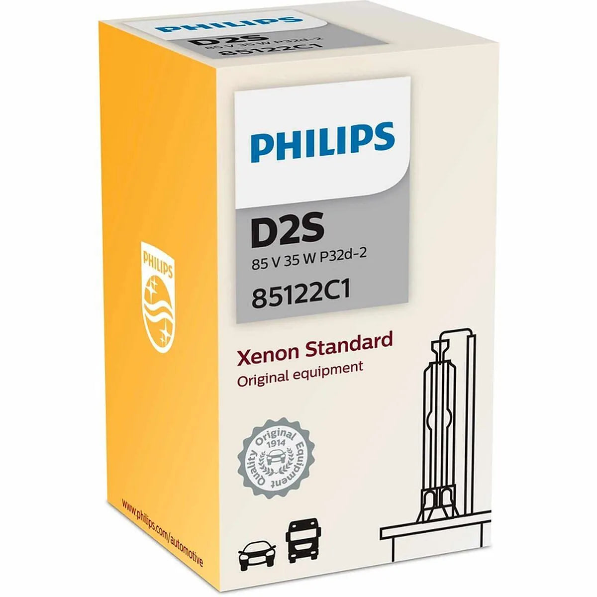 Philips standard OEM D2S HID xenon bulbs 85122C1 New packaging